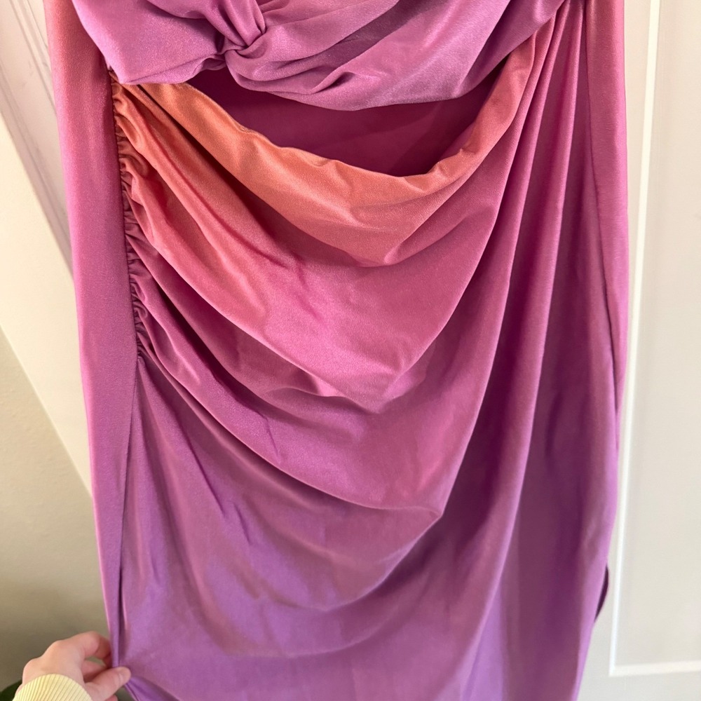 Baobab Vera Ombre Strapless Ruched Maxi Dress Pink Purple Sz Medium Beach Resort - Picture 5 of 8